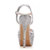 Dress Shoes Crystal Queen Rhinestone Sandals Wedding Women Extreme High Heels Ladies Silver Pumps Platform Summer H240409 OPL3