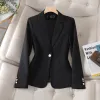 NAVIU Beige Blazer Women Spring Autumn 2023 New High End Casual Temperament Slim Jacket Office Ladies Work Coat Tops Khaki