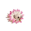 Emalia Słonecznika Brawoles urocze pszczoły zbieranie miodu Słoneflower Bról dla kobiet szalik klapa płaszcz broszka dla zwierząt biżuteria prezentowa