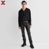 Mens Real Cowhide Leather Pant Cargo Quilted Panel Trousers Genuine for Men