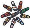 EUR 48 MAN SLIDES Dames Blondie Summer Slipper Liefhebber paar G Slides Slippers Desnippers Designer Red Green Striped Sandals Flat Heel Leather Casual Comfort Flip Flop