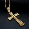 Pendant Necklaces Hip Hop Bling Iced Out Gold Color Stainless Steel Knights Templar Cross Pendants For Men Rapper Jewelry Drop