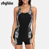 Women's Swimwear Anfilia Women One-piece Sports Sport Swimsuit Colorblock Anthletic Open Back Beach Wear Fitness Bathing Suits