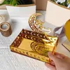 Plates Eid Tray Table Centerpieces Plate Acrylic Ramadans Home Decorations Muslims Festive Gift Gold Moon Decor