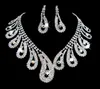 Fashion Rhinestones Bridal Jewelry Sets Silver Crystals Wedding Necklaces And Earrings For Bride Prom Evening Party Accessories2722329