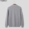 Casual Simple Style Tops Incerun New Mens Sticked tröja Streetwear Autumn Winter Male Solid Long Sleeve Cardigan tröja S-5XL