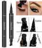 Double Head Stamp Wing Eyeliner Pen Black Liquid Eye Liner Pennor Vattentäta naturliga Lätt att bära CMAADU Makeup Pencils7145444