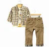 Spring herfst Toddler Kids Baby Girls Boys Cartoon Lange Mouw Tops Pants Plaid Coat Outfits Boy Kinderen Sets Kleding 05Years5498556