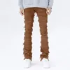 Erosión de la calle estadounidense de piel dañada Jeans vintage para hombres jóvenes a la moda de los delgados pantalones delgados de la altura delgada de la calle 240328