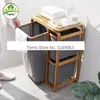 Laundry Bags Japanese-style Dirty Basket Fabric Storage Bathroom Clothes Cabinet Bamboo Frame Waterproof Clothing Rack