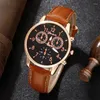 Нарученные часы 6pc мужской кварцевый браслет Business Fashion Casual круглое указатель винтажные аксессуары подарочный набор