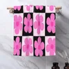 Towel Checkerboard Pattern Of Pink Flowers 40x70cm Face Wash Cloth Brightly Printed Suitable For Beach Wedding Gift