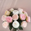 Dekorativa blommor naturliga rose touch konstgjorda faux 3 st 62 cm lång stam austen rosor falska för hem bröllop brudbukett