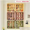 Lagringslådor BINS Väggmonterade låda för figurer Visa tydlig akrylblind Display Case Stand Dust Proof Doll Toy 240125 Drop de Dhuos