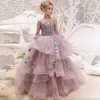 Elegant Sequins Appliques Girls Pageant Dresses First Communion Dress Ball Gown Kids Formal Wear Flower Girls Dresses for Wedding