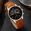 Нарученные часы 6pc мужской кварцевый браслет Business Fashion Casual круглое указатель винтажные аксессуары подарочный набор