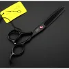 Professional Japan 440c 5.5 '' 6 '' Red Gem Zwart geknipt haarschaar snijden Kapper Haircut Dunning Shears Hairs Hairdressing Scissors