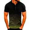 Herrpolos muskel t skjortor sträcker kort ärm Slim fit polo träna tee 3d tshirts