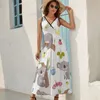 Casual jurken schattige koala patroonjurk sexy maxi bohemia long high taille ontwerp oversized vestido