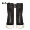 Boots Black Street Handmade Handmade Up High Relay Leather Seleing Rock Trainer Boots Flat Switch Sneakers Darkness Ins Star Botas