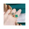 Band Rings Four Leaf Clover Ring Natural Shell Gemstone Gold Plated 18K For Woman Designer T0P Highest Counter Advanced Materials Eu Dhtbr