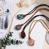 Pendant Necklaces DIY Adjustable Length Necklace Cord Empty Stone Holder Replacement Natural Quartz Crystal Net