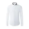 Men's Casual Shirts Trendy Brand Collar Black And White Threaded Splicing High-end Pure Cotton Shirt