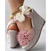 Sandali donne modalità floreale decorazione bowknot lady lady piattaforma estiva alla caviglia cuneo cuneo casual uscite scarpe