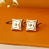 Charme stud oorbellen gemengd 18k gouden vergulde luxe keten geometrische beroemde vrouwen kristal Rhinestone Diamond Sier Gold Compated Titanium Agate Wedding Party Joomerlry