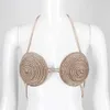 2023 Latest Design Womens Sexy Underwear Round Hollow Out Halter Neck Bra Breast Chain with Diamond Fashion Jewelry Body