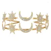 Clips de cheveux Double couche Moon Star Wedding Bandband Rhingestones Tiaras Tiaras Crystals Head Party Party Coiffe décor