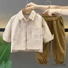 Ensemble de vêtements pour enfants de chemise pour garçons nouveaux enfants pantalons de haut et d'automne top pantalon deux pièces pour garçons et bébé coréen coréen décontracté