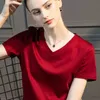 Summer Highend Mercerized Cotton Shortsleeved Tshirt Womens Cool Tshirt Vneck Casual Joker Loose Top 240403