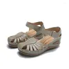 Сандалии женщин 2024 Fashion Hookloop Shoes Casual Slip на Ladies Vintage Gladiator Sandal Flat Platform Women