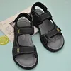 Sandalen schnell trockener Sommer Herren echter Leder Männer Strand weich bequeme Watschuhe im Freien, All-Match Coole Roma Flats