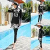 2024 Burkini Maillot de bain musulman Black Swimsuit Modest Imprimé Femmes Hijab Femmes Islamiques Full Swimsuit Long Manches Bathing Swim Wear