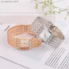 Orologi da polso oro di lusso da donna bracciale hot moda semplice diamante quadrato femmina quarzo esleto in acciaio inossidabile abito orologio240409