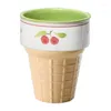 Cups Saucers Creative Ceramic Ice Cream Cup Container Pudding Tulip Printed Dessert Coffee Juice Water 240ML