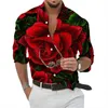 Модная мужская рубашка 3D Printed на пуговицах с воротником с длинными рукавами.