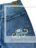 JNCO 청바지 남성 청바지 JNCO Y2K 스트리트웨어 힙합 복싱 장갑 그래픽 프린트 헐렁한 검은 바지 남자하라 주쿠 고딕 넓은 바지 809