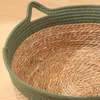 Cat Beds Furniture Cool Dog Cat Bed Natural Plant Cushion Rattan Cat Nest House Sleeping Basket Hand Woven Small Dog Breathable Bed Storage Basket