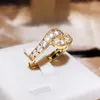 Cluster Rings Europe And The United States Simple Zircon Geometric Opening Ring Fashion S925 Silver Yellow Gold For Women's High-grade