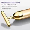 Face Massager 24K Gold Face Lift Bar Roller Vibratie Slankmassager Gezichtsstick Gezichtsstick Beauty Skin Care T -vormig vibrerend gereedschap 240409