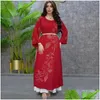 Ethnische Kleidung Eid Mubarak Caftan muslimische Frauen Diamanten Abaya für die Türkei Dubai Kaftan Islamische marokkanische Jalabiya Party Kleid Abend Dr. Dheih