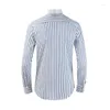 Men's Casual Shirts Selling Striped Patchwork Long Sleeved Shirt With Stand Up Collar Silk Cotton Light Maturity Trendy Men