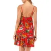 Sukienki swobodne Vinatge kwiat drukowania mini sukienka letnia bez rękawów wakacyjna plaża krótka bohemia luźne vestidos