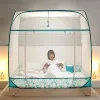 Style pastoral Installation gratuite à trois portes mongol-yourte à double lit double moustique nette glissière intégrée bébé anti-département