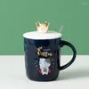 Kubki 400 ml kreatywna osobowość ceramiczna kubek z pokrywką łyżki para prezent na kawę Puchar kawy mężczyźni i kobiety herbata