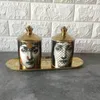 Kerzenhalter menschlicher Gesichtshalter DIY Handgemachte Kerzen Jar Retro Mädchen Aufbewahrungsbehälter Keramik Case Home Dekoration Jewerlly Box