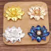 5 datorer 41x48mm Metal Alloy Lotus Flower Connector Inställning Emaljblommor DIY Hårtillbehör för smyckenillverkning